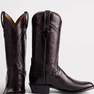 Men's 10D Luchesse Justin Western Leather Boots - Dark Cherry goat